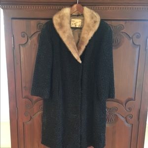 Vintage black curly lamb coat